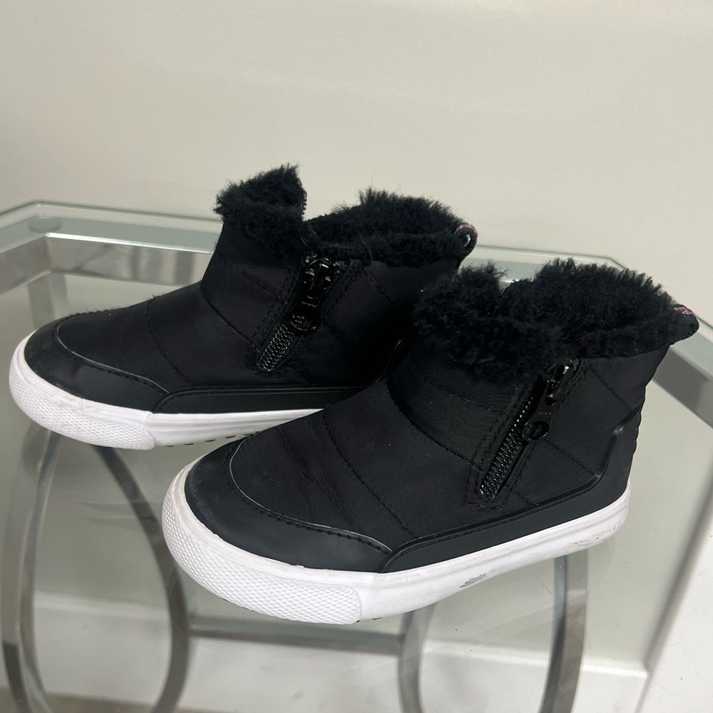 Cat & Jack Double Zipper Slip-on Black Indiana Boots, Toddler Size 7